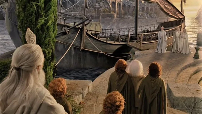 Frodo Leaves at the End of Return of the King.